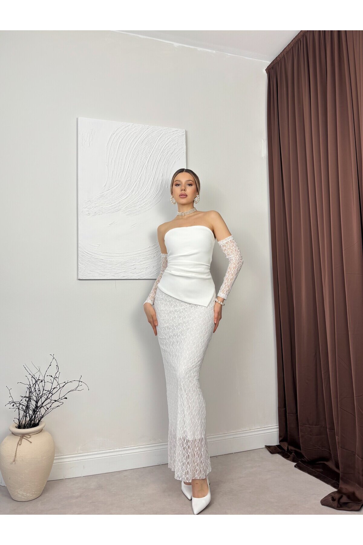 BEYAZ 20195 ELBİSE