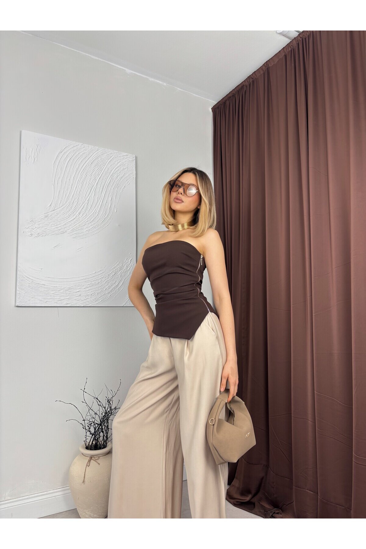 BROWN 20410 BLOUSE