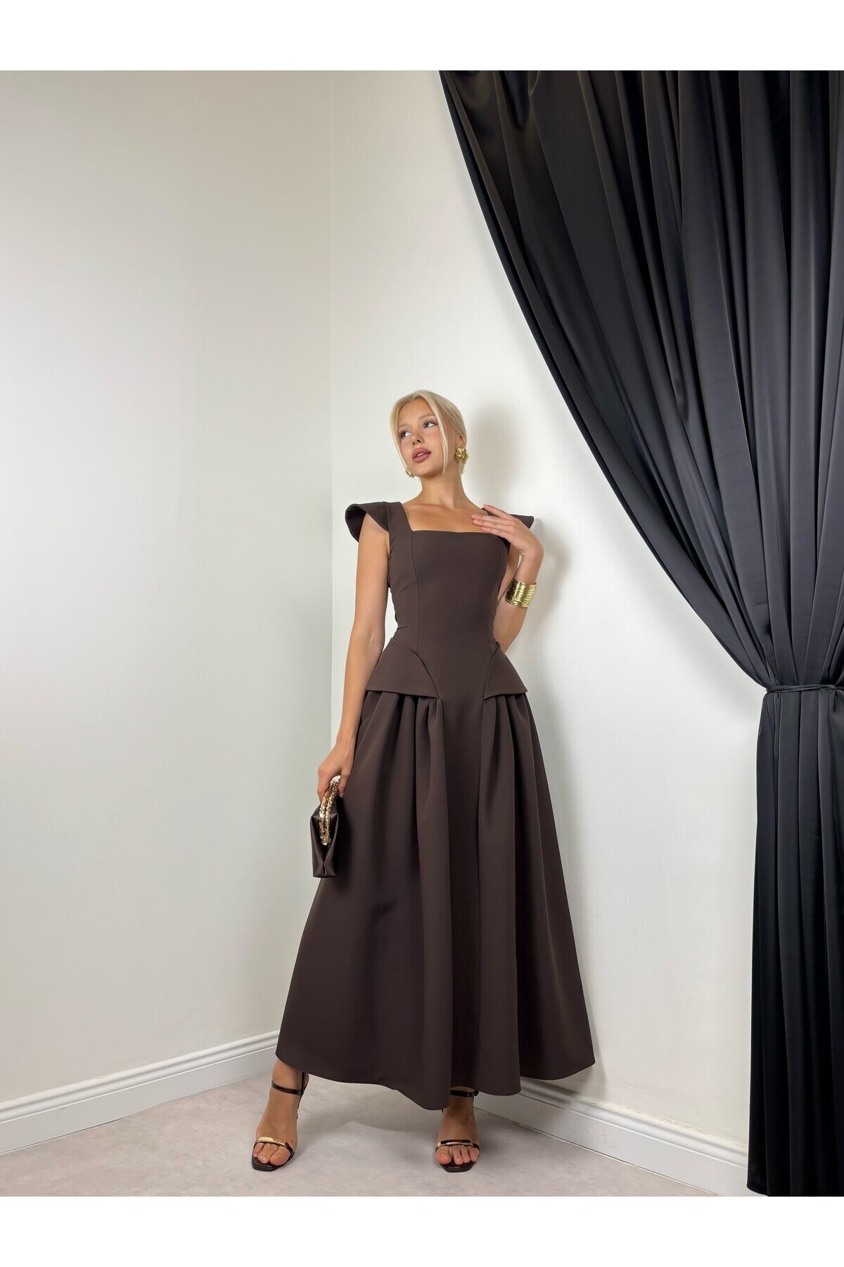 BROWN 20656 DRESS