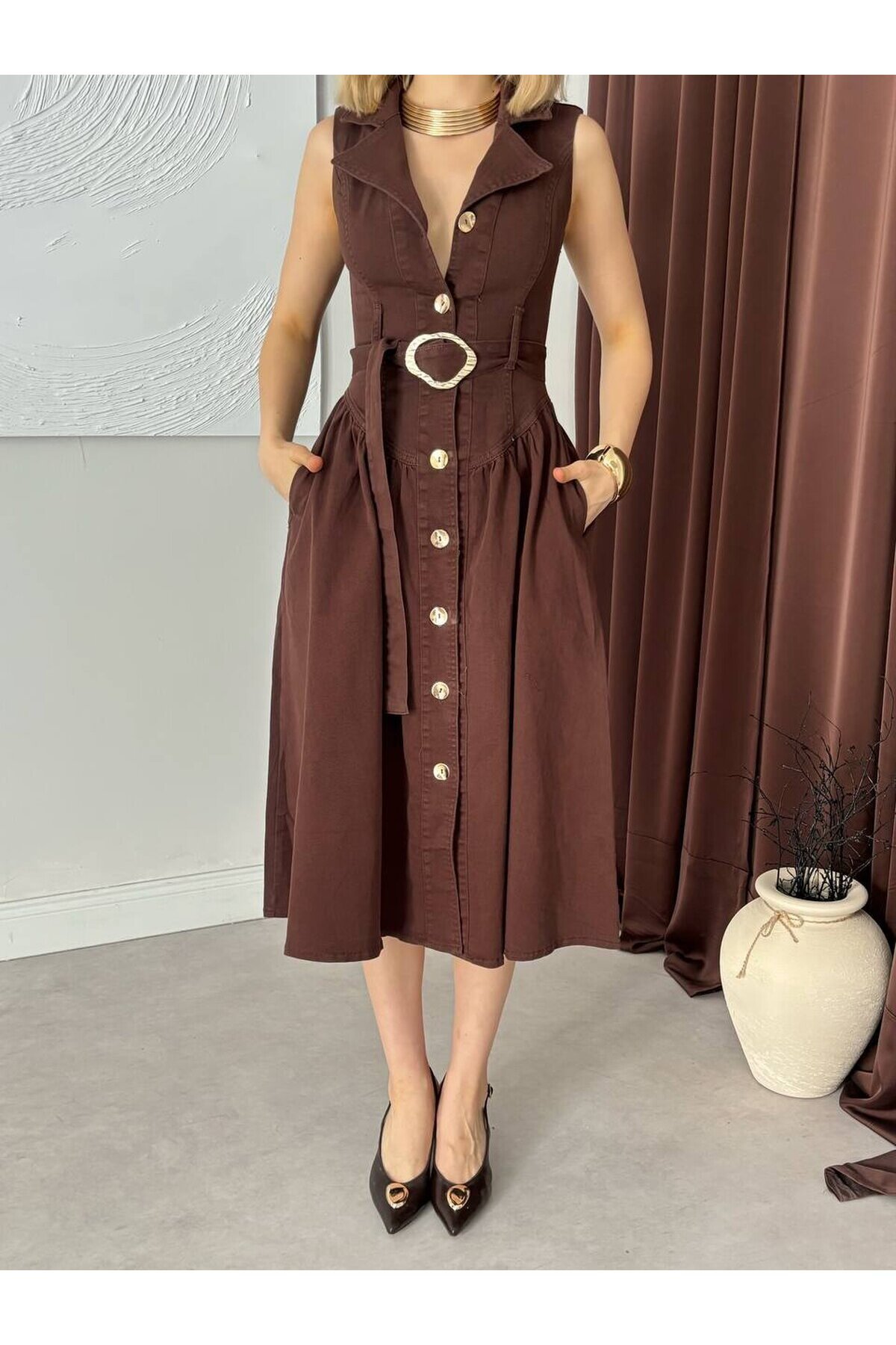 BROWN 30007 DRESS