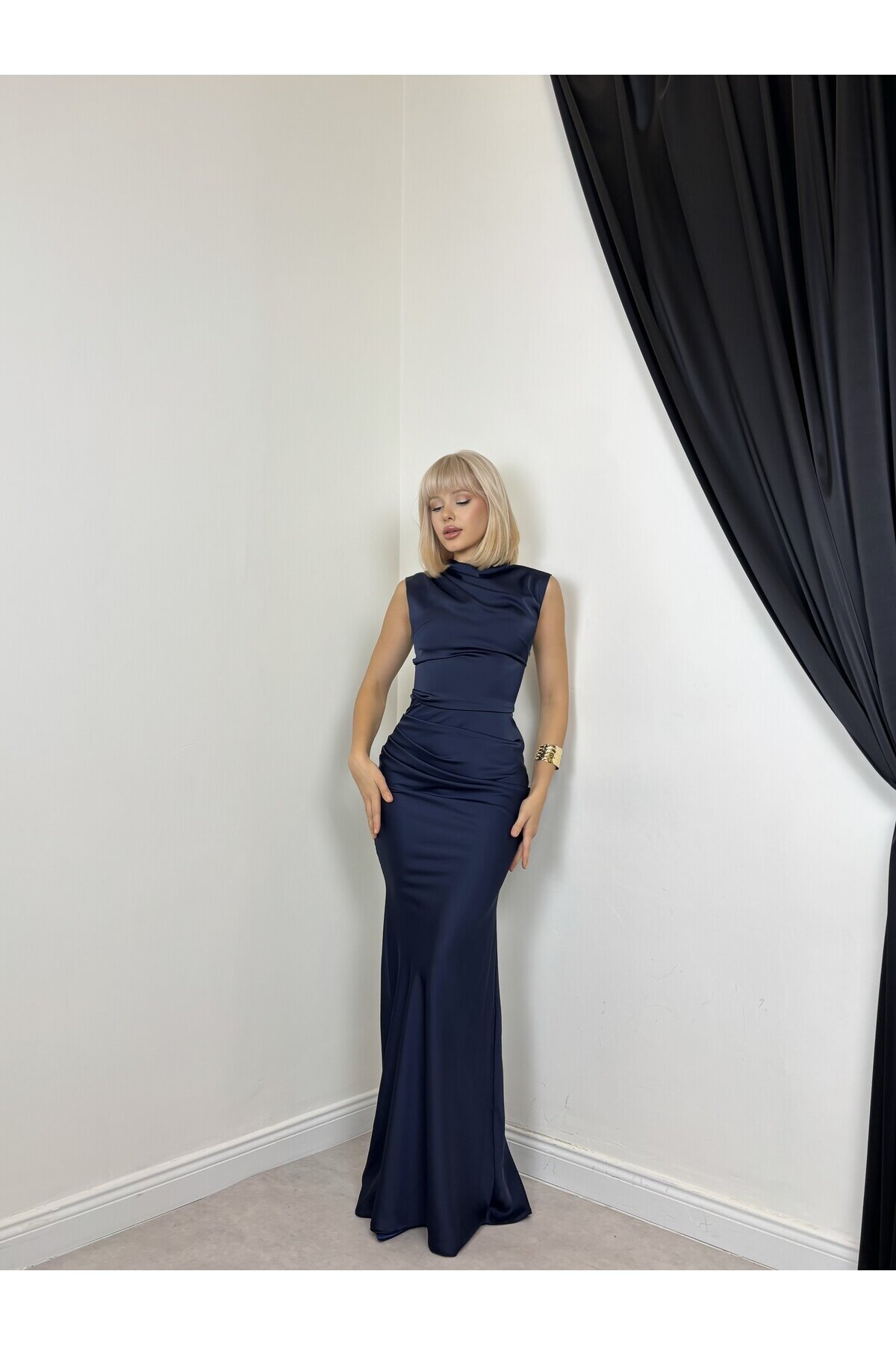 LACİVERT 20638 ELBİSE
