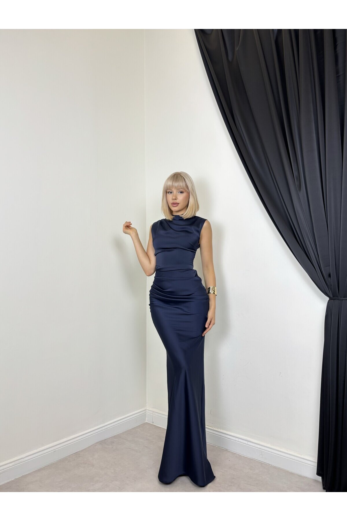 LACİVERT 20638 ELBİSE