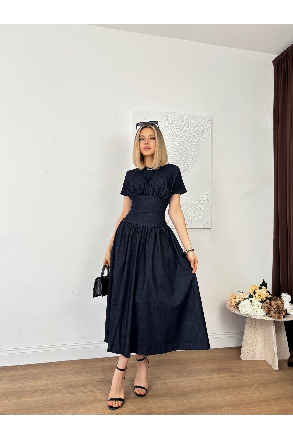 LACİVERT 30017 ELBİSE