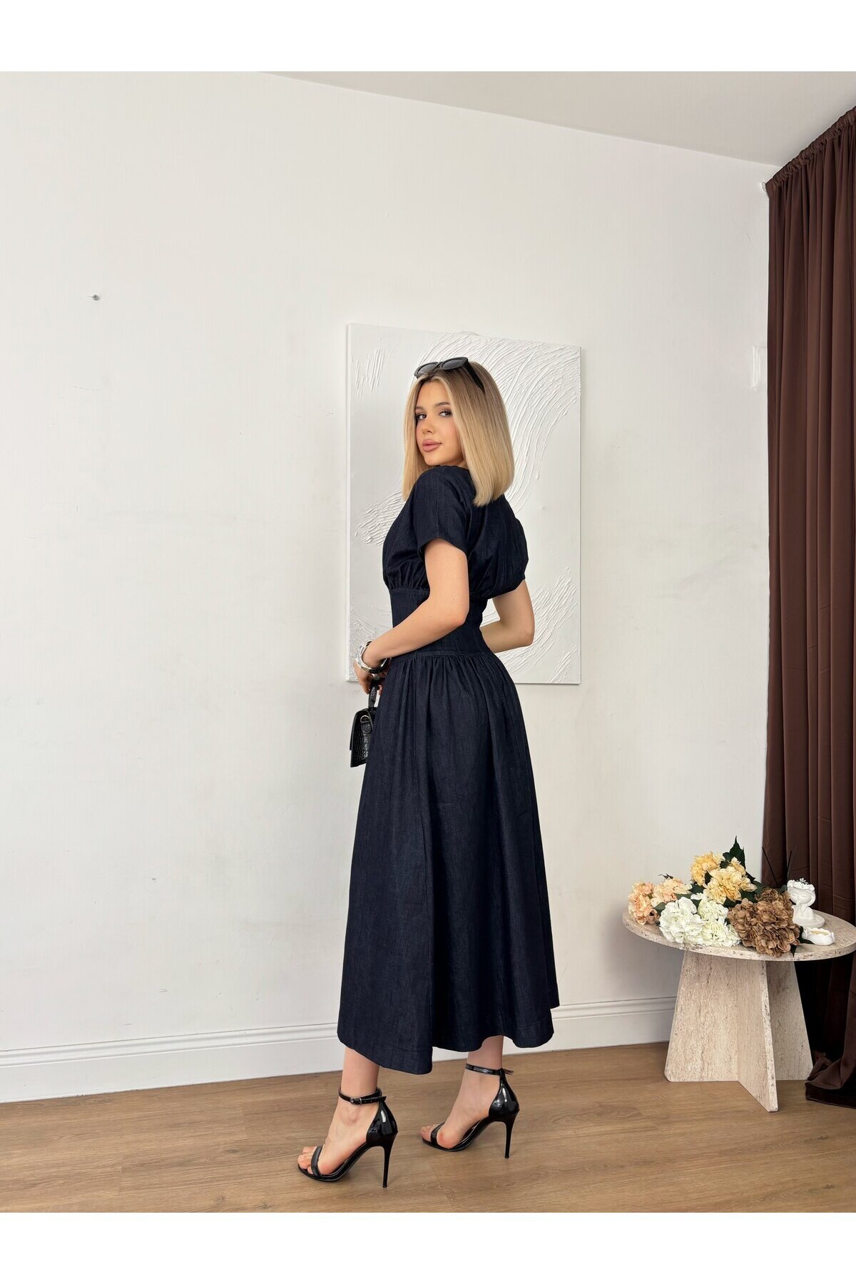 LACİVERT 30017 ELBİSE