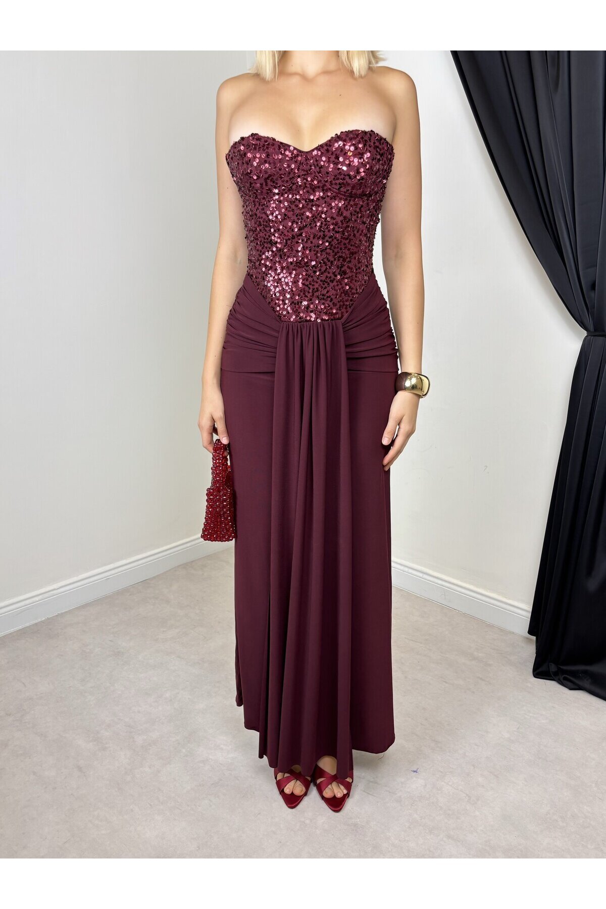 Plum Sequin Long Dress 20712