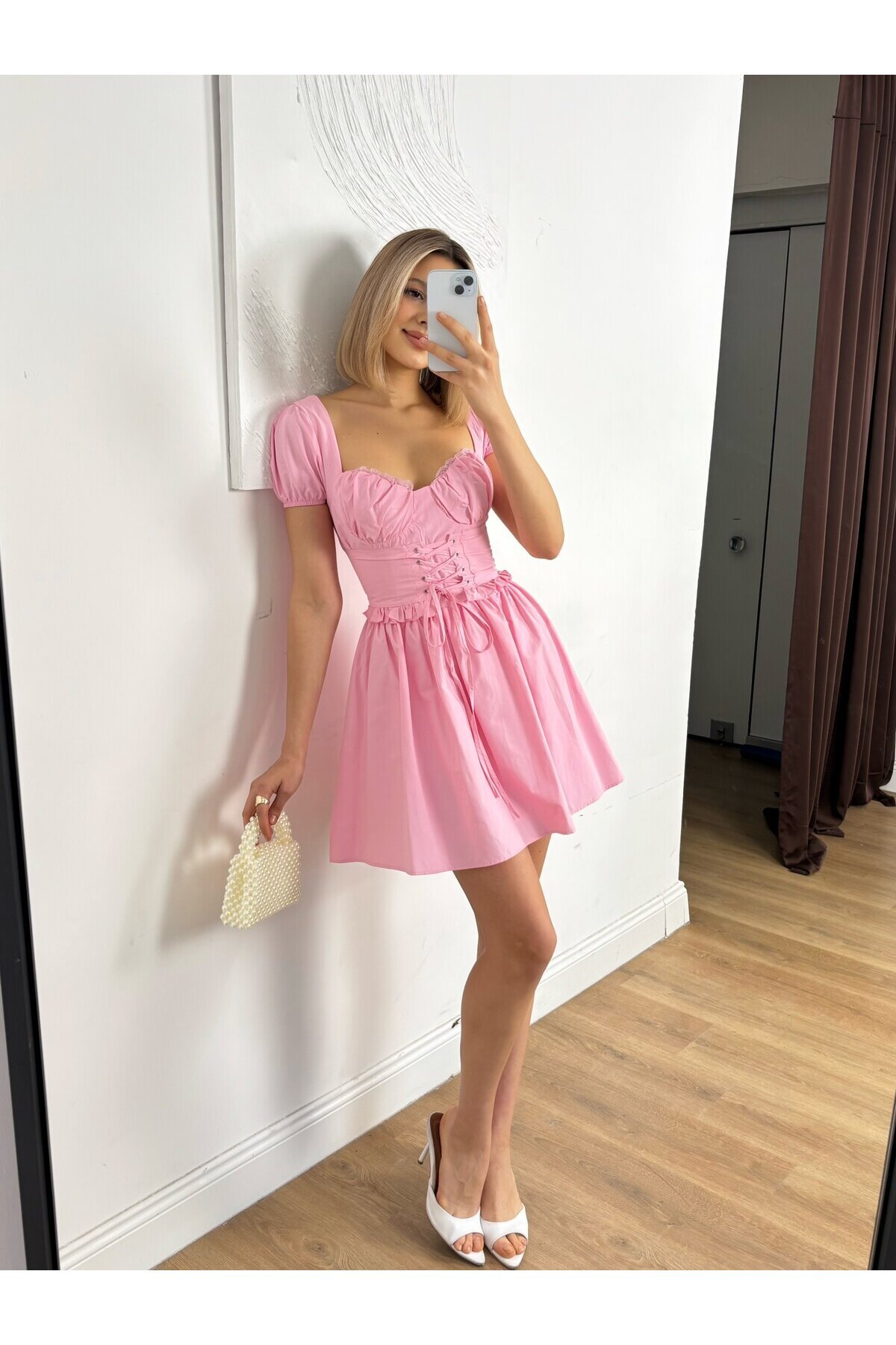 PEMBE 12045 ELBİSE