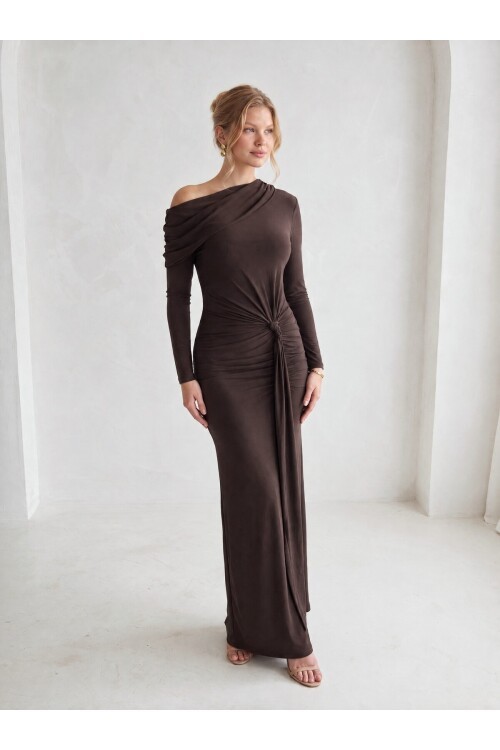 BROWN 20720 MAXI DRESS