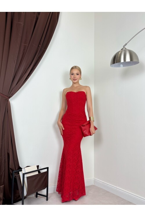 KIRMIZI 20388 ELBİSE