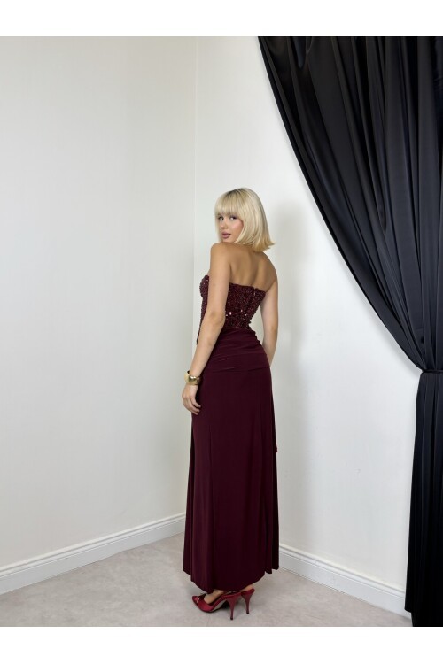 Plum Sequin Long Dress 20712