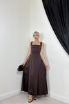 KAHVE 20651 KARE YAKA ELBİSE