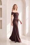 KAHVE 20672 KARE YAKA TÜL  ELBİSE