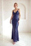 LACİVERT 20727 İP ASKILI ELBİSE
