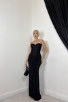 SIYAH 20610 STRAPLEZ ELBİSE